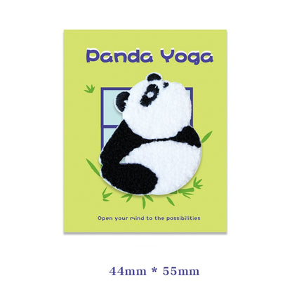 Zelfklevende Pluche Yoga Panda Geborduurde Patches 6PCS