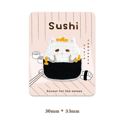 Charmante Japanse - Stijl Kat & Sushi Geborduurde Patches 5PCS