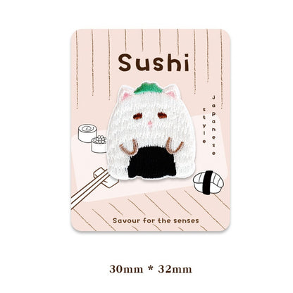 Charmante Japanse - Stijl Kat & Sushi Geborduurde Patches 5PCS