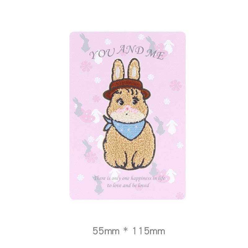 Patches de lapin brodés autocollants pour serviettes, pack de 2