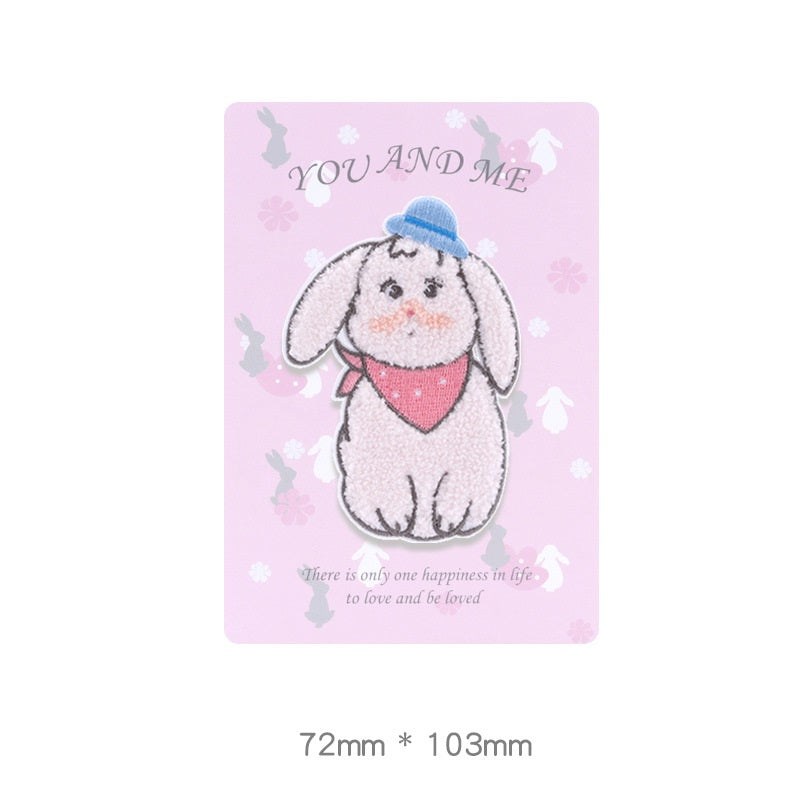 Self-Adhesive Towel Embroidered Rabbit Patches 2 Pack