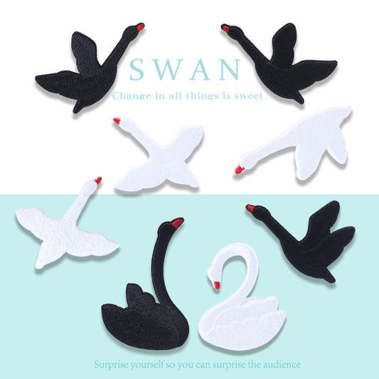 Patches Bordados de Cisne Auto-Adesivos Elegantes 8pcs