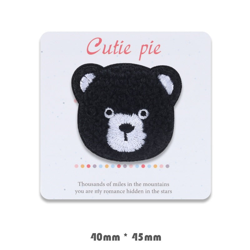 Self-Adhesive Bear Head Embroidered Decoration Patches 4 Pack