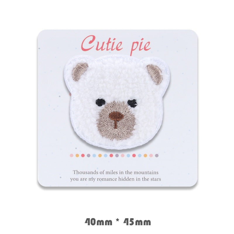 Self-Adhesive Bear Head Embroidered Decoration Patches 4 Pack