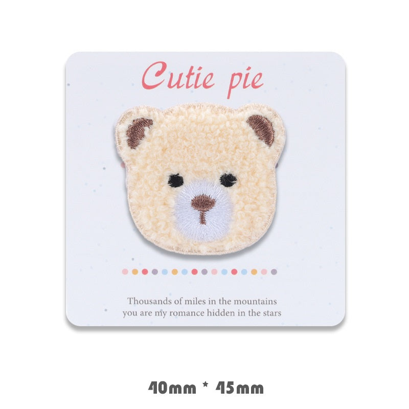 Self-Adhesive Bear Head Embroidered Decoration Patches 4 Pack