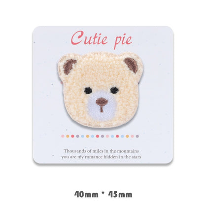 Self-Adhesive Bear Head Embroidered Decoration Patches 4 Pack