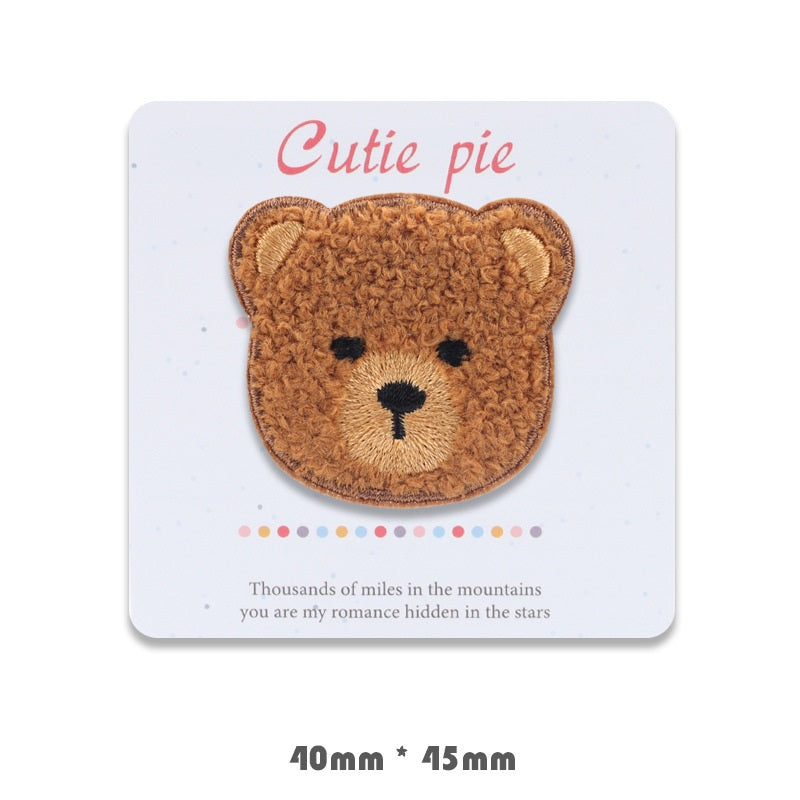 Self-Adhesive Bear Head Embroidered Decoration Patches 4 Pack