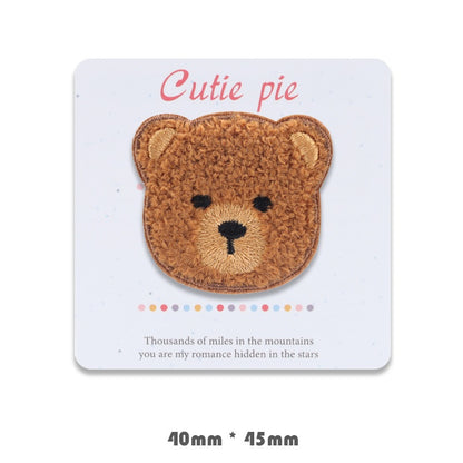 Self-Adhesive Bear Head Embroidered Decoration Patches 4 Pack