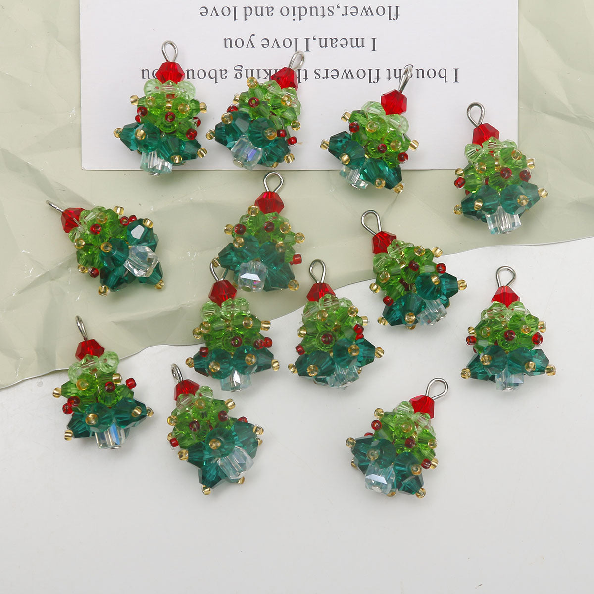 Pendentifs suspendus en perles de verre colorées faits main pour arbre de Noël 5pcs