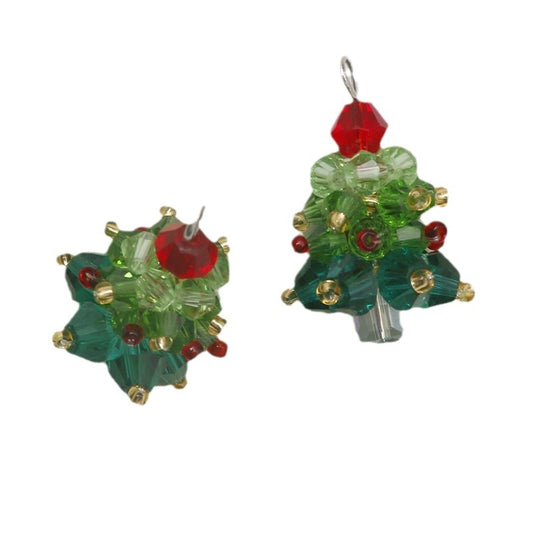 Colorful Glass Bead Handmade Christmas Tree Pendant Hanging Ornaments 5pcs