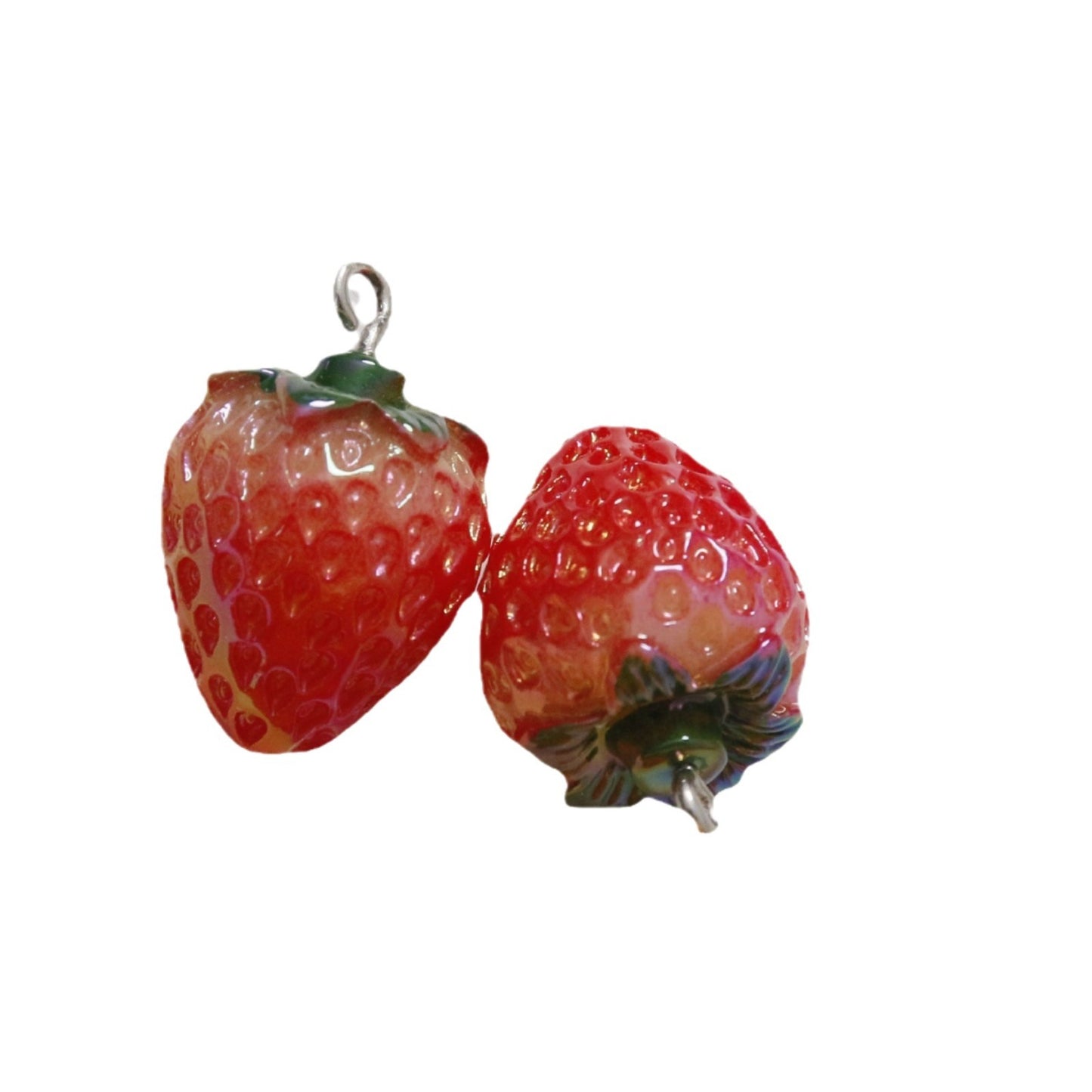 Sweet Red Resin Strawberry Pendant from the Artificial Fruit Series 6pcs