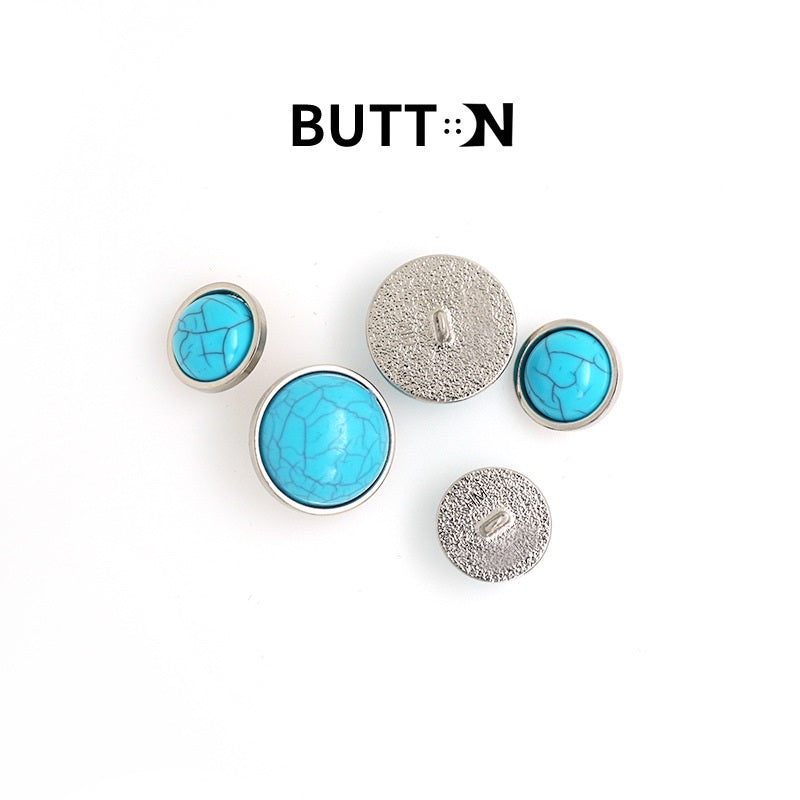 17/22.5mm Turquoise Imitating Metal Buttons with Shanks 50pcs