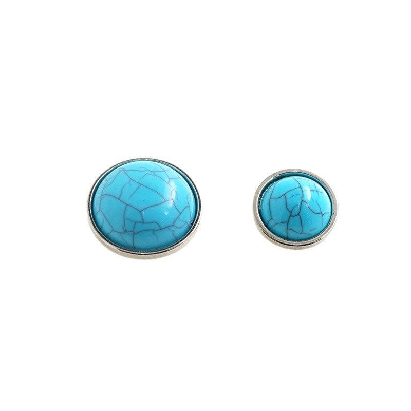 17/22.5mm Turquoise Imitating Metal Buttons with Shanks 50pcs