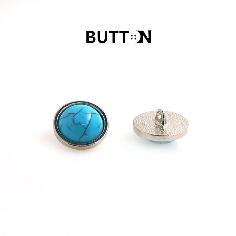 17/22.5mm Turquoise Imitatie Metaal Knopen met Schachten 50st