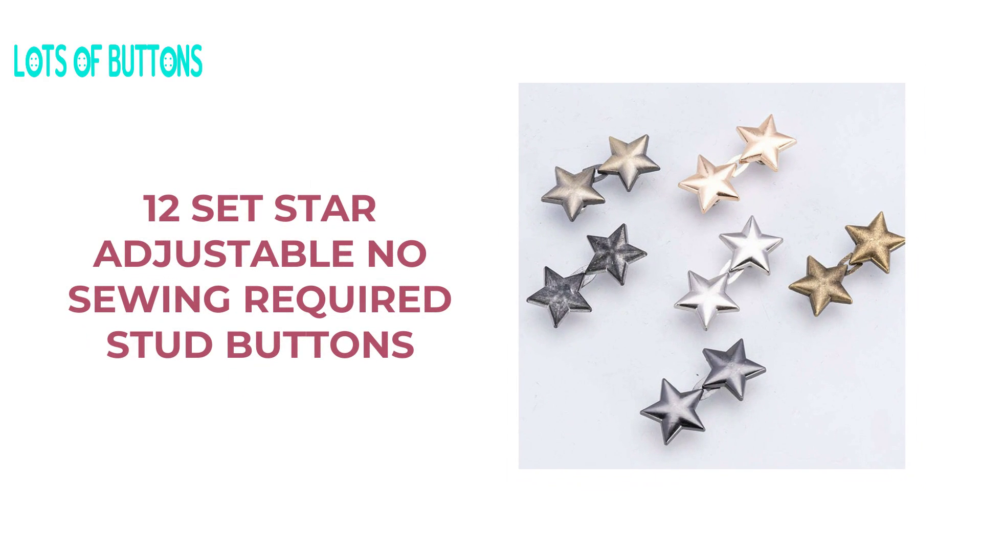 12 Set Star Adjustable No Sewing Required Stud Buttons by@Outfy